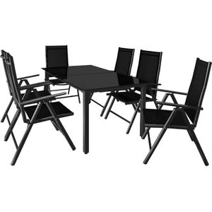 Casaria Tuinset - 6 Personen Aluminium 6 stoelen 1 Tafel - Antraciet