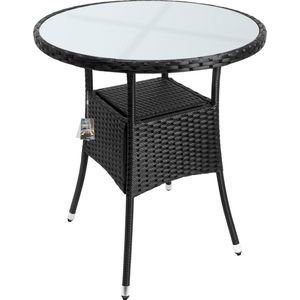 Casaria Bijzettafel - Rond 60cm Weerbestendig Polyrattan - Zwart