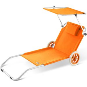Casaria Ligstoel Kreta – Aluminium op Wielen UV-bestendig – Oranje