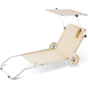 Casaria - Ligstoel Kreta - Aluminium - Beige - UV-bestendig - Opvouwbaar