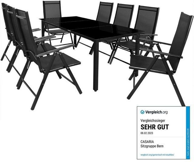 Tuinset Bern 8+1 –Hoge Rugleuning 7 Posities Inklapbaar - Antraciet