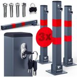 Monzana Parkeerpaal – 3 Stuks Incl. Sleutels - Grijs Rood