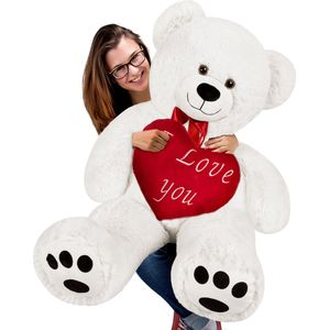 Teddybeer met hart - teddybeer met I love you - Knuffel beer 150 cm