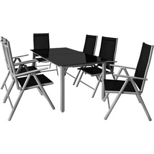 Casaria Tuinset - 6 Personen Aluminium 6 stoelen 1 Tafel - Zilver