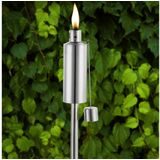 12x Tuinfakkel Oliefakkel – Edelstaal – Tuinverlichting – 115 cm hoog - Zilver