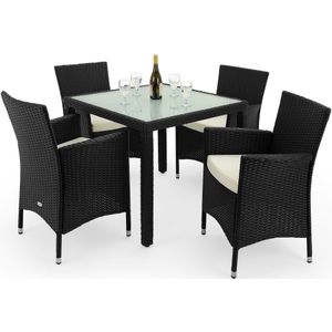 Deuba Polyrattan Tuinset Bali – 9 delig Stapelbaar 90x90x75 – Zwart