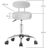 Casaria Draaikruk met Rugleuning - 360°/Hoogte Verstelbaar - Wit