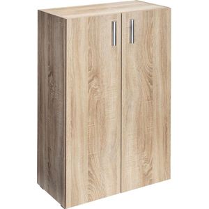 Casaria® Eikenhouten Commode Vela 3 Deuren 115,5x60x30cm In Hoogte Verstelbare Schappen Multifunctioneel Opbergkast