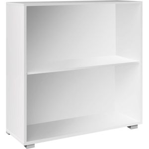 Casaria® Houten Boekenkast 77x60x28cm 2 Vakken In Hoogte Verstelbare Schappen 150kg Belastbaar Kantoorkast Opbergkast Wit