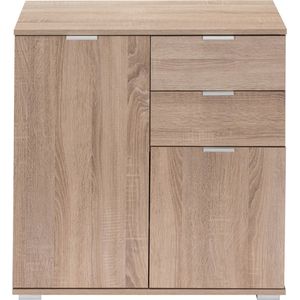 Casaria Archiefkast Alba 2 Deuren 2 Lades 71x74x35cm In hoogte Verstelbare Planken Hout Woonkamer Slaapkamer Keuken Multifunctionele Kast Dressoir Eiken