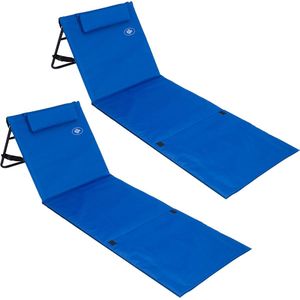 Detex Strandmat Gewatteerd – Rugleuning & Opbergzak – 2 Stuks Blauw