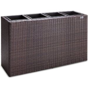 Casaria Pflanzkübel, 4 Innentöpfe Herausnehmbar Polyrattan 95x27x60cm Blumentopf Braun