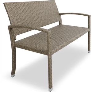 Casaria Polyrattan Tuinbank 2-Zits | UV-bestendig | Weerbestendig | Grijs Beige | Hoogte Verstelbaar