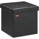 Sitzhocker Schwarz Kunstleder 38x38x38cm faltbar