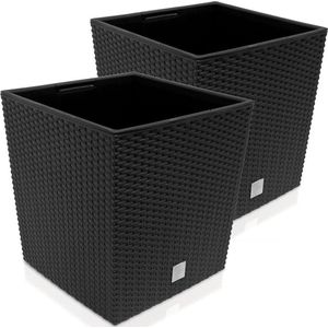 Wicker Blumentopf  Rato Low 2er-Set Anthrazit 32x32x33cm