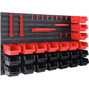 DEUBA® Wandrek Stapelboxen Gereedschaphouder 43-delig Box Uitbreidbaar Gereedschapswand Insteekrek