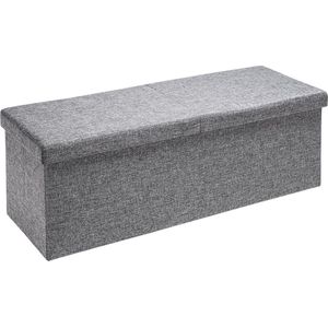 Casaria Zitbank met Opbergruimte - 115x40x40cm 131L Linnen Look – Donkergrijs