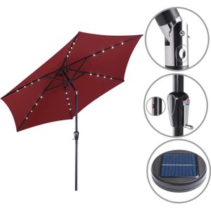 Sonnenschirm led Beleuchtung uv Schutz 80+ Solar Schutzhülle 270cm Groß Kurbel Knickbar Balkon Terrasse Gartenschirm Marktschirm rot - Kingsleeve