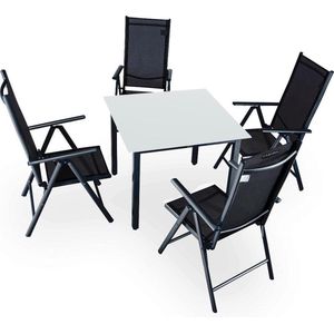 Casaria Tuinset Bern – 4 Stoelen & 1 Tafel Aluminium - Antraciet