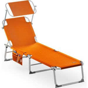 Casaria Gartenliege Ibiza, 1 St., Klappbar Alu Sonnenliege mit Sonnendach Liegestuhl Garten Hoch Orange