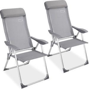 Casaria - Aluminium Tuinstoel 2 Stuks - 7-voudig Verstelbaar - Grijs