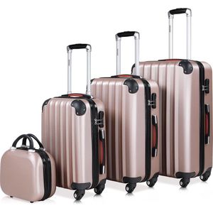 Monzana Hardcase Kofferset 4 delig - Baseline Beautycase/M/L/XL - Rosé