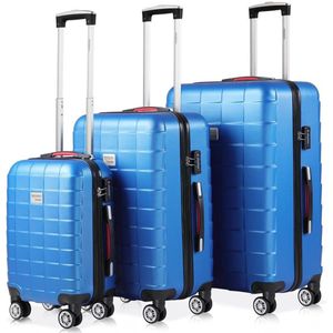 Monazana Kofferset Exopack 3-delig – TSA slot Wielen - Blauw