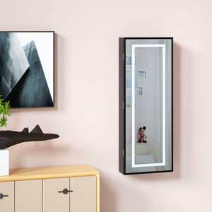 Casaria Sieradenkast met Spiegel LED Deur Wand Sieradenhouder Zwart