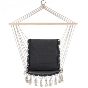 Detex Hangstoel 150 kg hangstoel zitkussen ademend gevlochten hangstoel hangschommel indoor tuin grijs