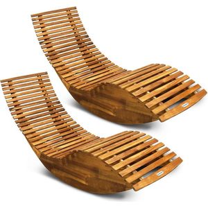Casaria - Ligstoel - 2 Stuks - Bruin - FSC®-gecertificeerd Acacia Hout