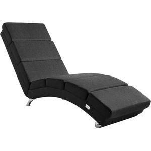 Casaria Relax Lounger, Ligstoel London, stof antraciet met verchroomde poten