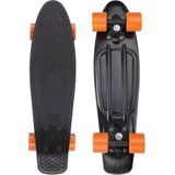Skateboard, penny board, zwart-oranje, retro, met PU-dempers