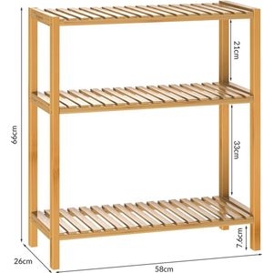 Casaria Schoenenrek - met 3 Planken - 66x58x26 cm Bruin