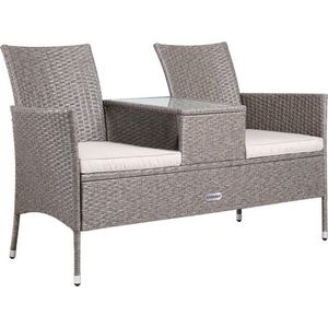 Casaria Polyrattan Tuinbank - Incl. Kussen - 143x55x88 cm Beige