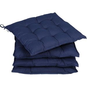 Detex Set van 4 Stoelkussens 41x37x5cm Visco-Effect Indoor Outdoor Blauw