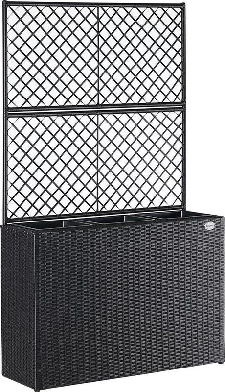 Polyrattan Blumenkasten mit Rankgitter Schwarz