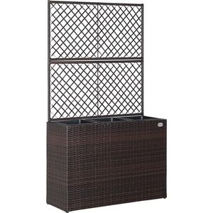 Casaria Polyrattan Bloembak – 3 Bakken/Klimophek - Bruin