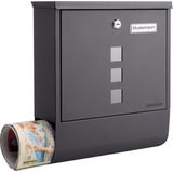 Monzana Design Brievenbus RVS – Krantenvak & 2 Sleutels - Antraciet
