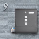 Monzana Design Brievenbus RVS – Krantenvak & 2 Sleutels - Antraciet