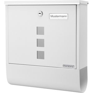 Monzana Design Brievenbus RVS – Krantenvak & 2 Sleutels - Wit