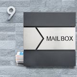 Designer - Brievenbus - Antraciet - Zilver - Met Krantentube - Weer- en Waterdicht