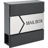 Designer - Brievenbus - Antraciet - Zilver - Met Krantentube - Weer- en Waterdicht