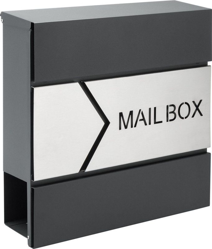 Designer - Brievenbus - Antraciet - Zilver - Met Krantentube - Weer- en Waterdicht