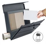 Monzana Brievenbus - 2 Sleutels Krantenvak Weersbestendig - Antraciet