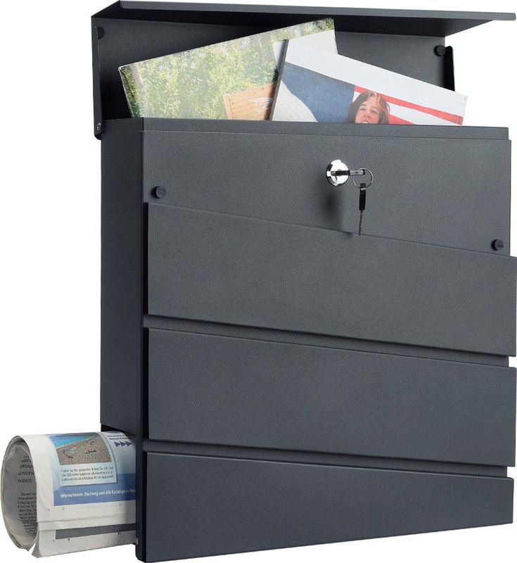 Monzana Brievenbus - 2 Sleutels Krantenvak Weersbestendig - Antraciet