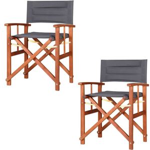 Casaria - Cannes - Tuinstoel - Antraciet - Eucalyptushout - 2 Stuks