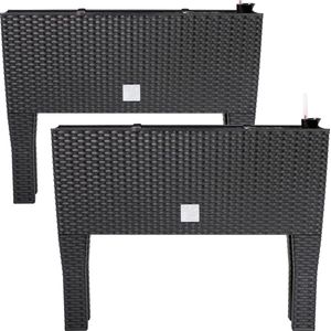 Hoge Plantenbak 2 stuks Antraciet Kunststof 60x25x46cm