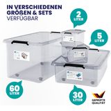 Opbergbox 4x30L – Deksel – Stapelbaar - Wielen