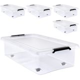 Opbergbox 4x30L – Deksel – Stapelbaar - Wielen