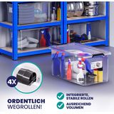Deuba Opbergbox - Set van 4 Kunststof 60L 58x39x35cm - Transparant